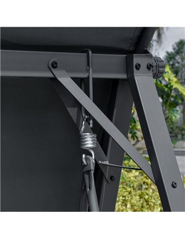 Outsunny 2 Seater Garden Swing Chair, Outdoor Canopy Swing Bench with Adjustable Shade and Metal Frame, Dark Grey 84A-251CG