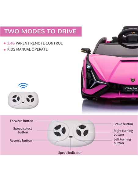 HOMCOM Compatible 12V Battery-powered Kids Electric Ride On Car Lamborghini SIAN Toy with Parental Remote Control Lights MP3 for - pic 5150 | FastDaddyshop