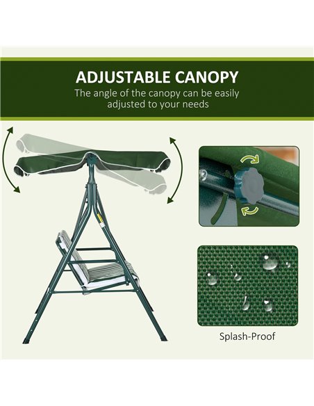 Outsunny 3 Seater Garden Swing Chair with Adjustable Canopy, Steel Frame, Padded Seat, Green  84A-054V03GN - pic 51501 | FastDaddyshop