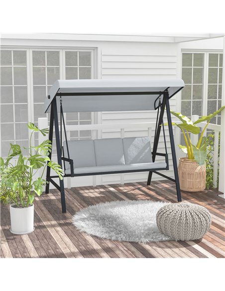 Outsunny 3 Seater Garden Swing Chair, Outdoor Hammock, Grey 84A-307V70LG - pic 51508 | FastDaddyshop
