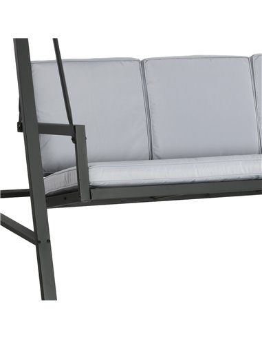 Outsunny 3 Seater Garden Swing Chair, Outdoor Hammock Bench with Adjustable Canopy, Removable Cushions and Steel Frame, Grey 84A