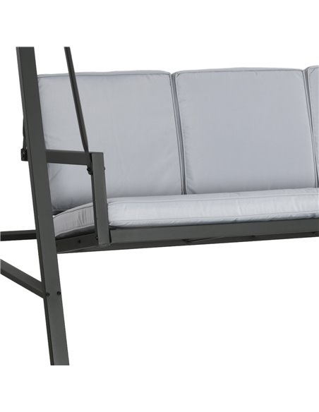 Outsunny 3 Seater Garden Swing Chair, Outdoor Hammock Bench with Adjustable Canopy, Removable Cushions and Steel Frame, Grey 84A - pic 51514 | FastDaddyshop