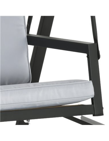 Outsunny 3 Seater Garden Swing Chair, Outdoor Hammock Bench with Adjustable Canopy, Removable Cushions and Steel Frame, Grey 84A