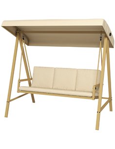 Outsunny 3 Seater Garden Swing Chair, Outdoor Hammock, Beige 84A-307V70BG