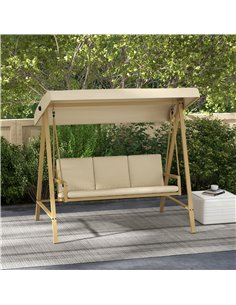 Outsunny 3 Seater Garden Swing Chair, Outdoor Hammock, Beige 84A-307V70BG 2
