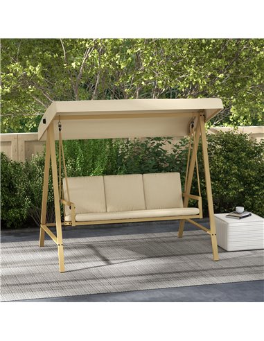 Outsunny 3 Seater Garden Swing Chair, Outdoor Hammock, Beige 84A-307V70BG