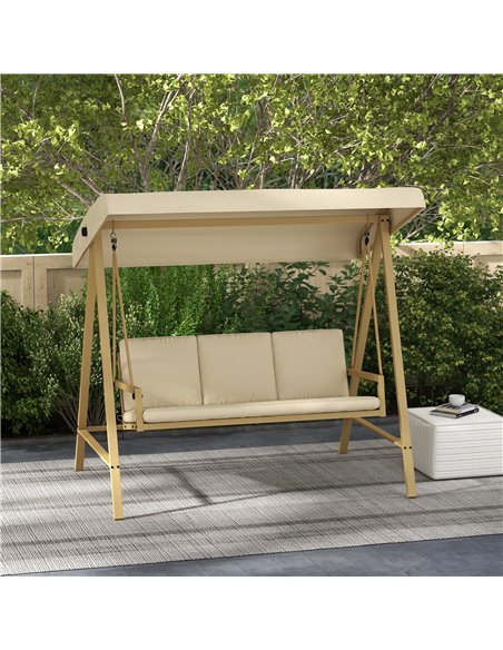 Outsunny 3 Seater Garden Swing Chair, Outdoor Hammock, Beige 84A-307V70BG - pic 51544 | FastDaddyshop