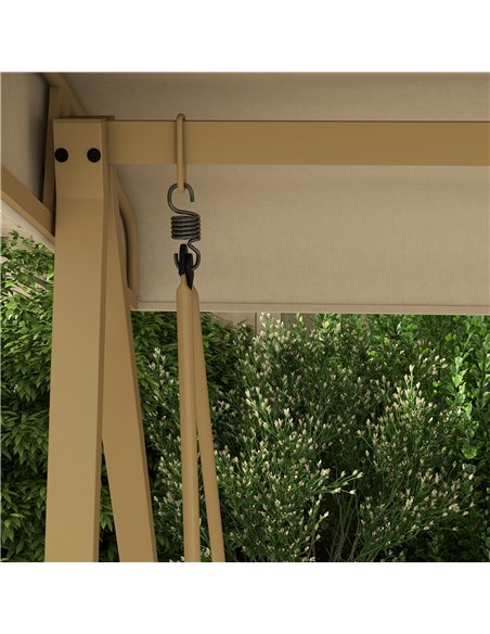 Outsunny 3 Seater Garden Swing Chair, Outdoor Hammock Bench with Adjustable Canopy, Removable Cushions and Steel Frame, Beige 84 - pic 51550 | FastDaddyshop