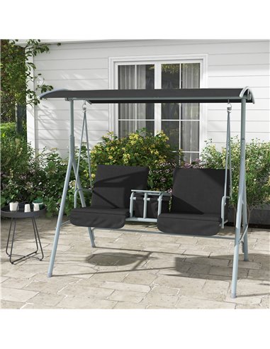 Outsunny 2 Seater Garden Swing Chair Patio Rocking Bench, Black 84A-057V01BK