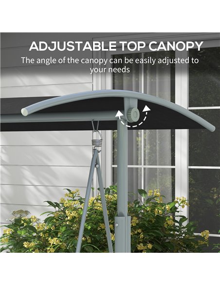 Outsunny 2 Seater Garden Swing Chair Patio Rocking Bench w/ Tilting Canopy, Double Padded Seats, Storage Bag and Tray, Black 84A - pic 51564 | FastDaddyshop
