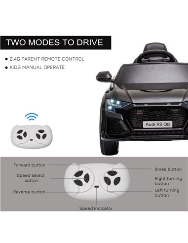 HOMCOM Compatible 6V Battery-powered Kids Electric Ride On Car Audi RS Q8 Toy with Parental Remote Control Music Lights USB MP3 
