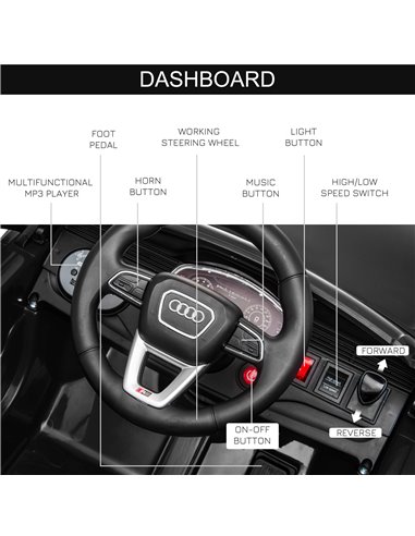 HOMCOM Compatible 6V Battery-powered Kids Electric Ride On Car Audi RS Q8 Toy with Parental Remote Control Music Lights USB MP3 