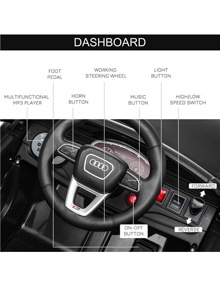 HOMCOM Compatible 6V Battery-powered Kids Electric Ride On Car Audi RS Q8 Toy with Parental Remote Control Music Lights USB MP3  - pic 5158 | FastDaddyshop