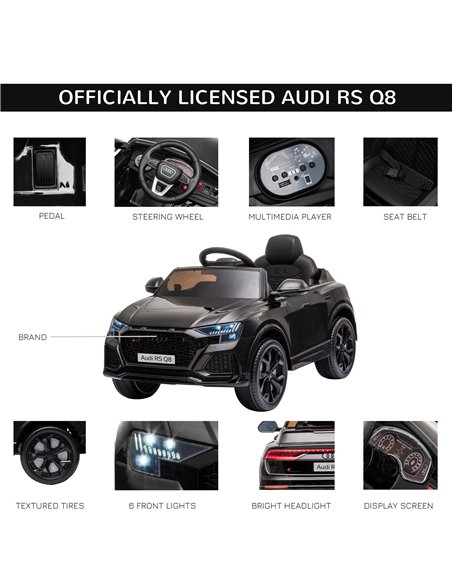 HOMCOM Compatible 6V Battery-powered Kids Electric Ride On Car Audi RS Q8 Toy with Parental Remote Control Music Lights USB MP3  - pic 5159 | FastDaddyshop