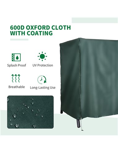 Outsunny Swing Chair Cover Waterproof Oxford Polyester, 164cm Height, Garden Furniture Protection, Green 84B-446