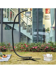 Outsunny Hanging Hammock Stand Swing Chair Stand, Black 84A-175 2