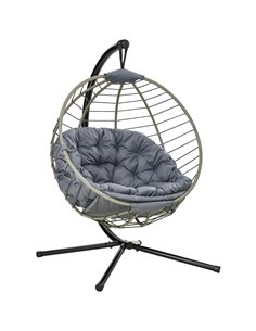 Outsunny Rattan Swing Chair, Outdoor Hanging Chair with Stand, Grey 84A-265V70GY