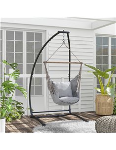 Outsunny Hammock Chair Stand, C Shape Hanging Heavy Duty Metal Frame, Black 84A-297V00BK 2