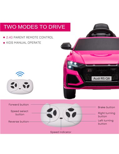 HOMCOM Compatible 6V Battery-powered Kids Electric Ride On Car Audi RS Q8 Toy with Parental Remote Control Music Lights USB MP3 