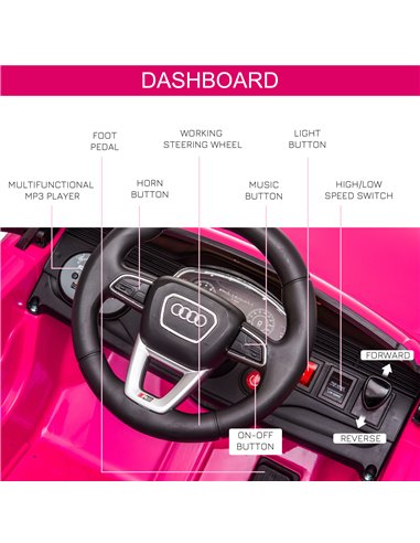 HOMCOM Compatible 6V Battery-powered Kids Electric Ride On Car Audi RS Q8 Toy with Parental Remote Control Music Lights USB MP3 