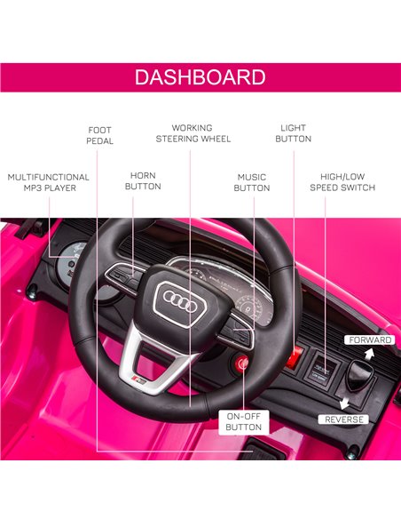 HOMCOM Compatible 6V Battery-powered Kids Electric Ride On Car Audi RS Q8 Toy with Parental Remote Control Music Lights USB MP3  - pic 5166 | FastDaddyshop