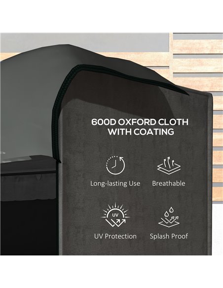 Outsunny Patio Swing Chair Cover, 600D Oxford Waterproof Anti-UV Outdoor Furniture Protector, Dark Grey, 205L x 124W x 164H cm 8 - pic 51672 | FastDaddyshop