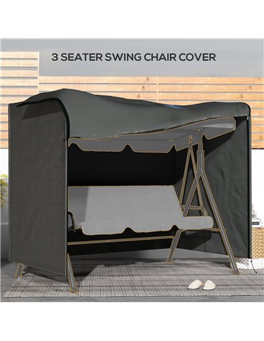 Outsunny Patio Swing Chair Cover, 600D Oxford Waterproof Anti-UV Outdoor Furniture Protector, Dark Grey, 205L x 124W x 164H cm 8