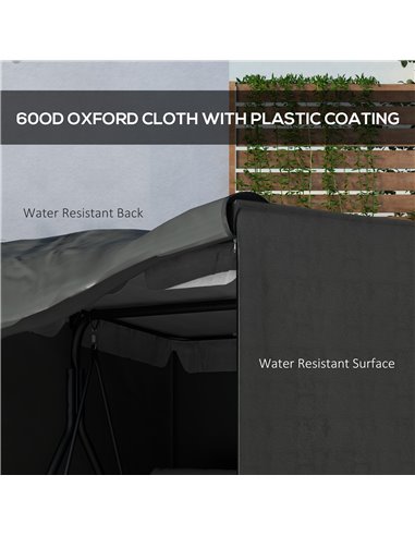 Outsunny Patio Swing Chair Cover 600D Oxford, Waterproof Anti-UV Outdoor Furniture Rain Protector, Dark Grey, 177L x 114W x 152H