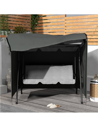 Outsunny Patio Swing Chair Cover 600D Oxford, Waterproof Anti-UV Outdoor Furniture Rain Protector, Dark Grey, 177L x 114W x 152H
