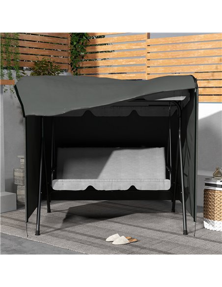 Outsunny Patio Swing Chair Cover 600D Oxford, Waterproof Anti-UV Outdoor Furniture Rain Protector, Dark Grey, 177L x 114W x 152H - pic 51683 | FastDaddyshop