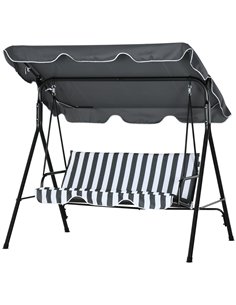 Outsunny 3-Seat Swing Chair Garden Swing Seat, Grey and White 84A-054V04CG