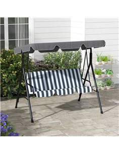 Outsunny 3-Seat Swing Chair Garden Swing Seat, Grey and White 84A-054V04CG 2