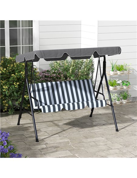 Outsunny 3-Seat Swing Chair Garden Swing Seat with Adjustable Canopy for Patio, Grey and White 84A-054V04CG - pic 51688 | FastDaddyshop