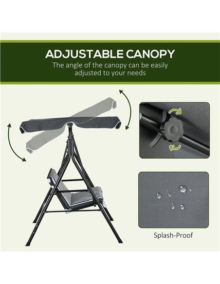 Outsunny 3-Seat Swing Chair Garden Swing Seat with Adjustable Canopy for Patio, Grey and White 84A-054V04CG - pic 51690 | FastDaddyshop
