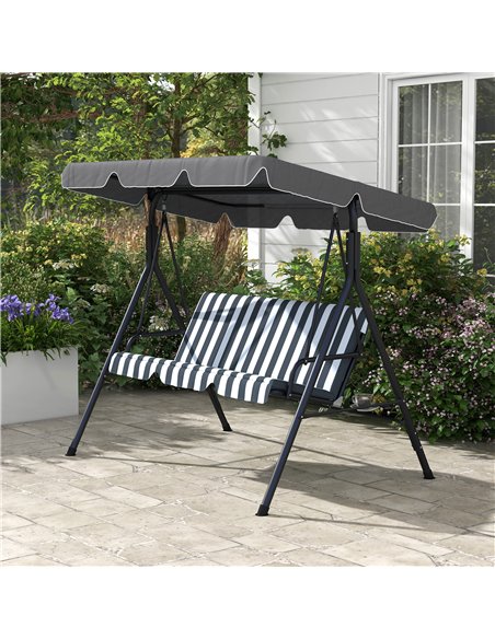 Outsunny 3-Seat Swing Chair Garden Swing Seat with Adjustable Canopy for Patio, Grey and White 84A-054V04CG - pic 51694 | FastDaddyshop