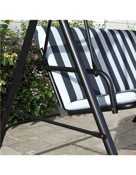 Outsunny 3-Seat Swing Chair Garden Swing Seat with Adjustable Canopy for Patio, Grey and White 84A-054V04CG - pic 51695 | FastDaddyshop