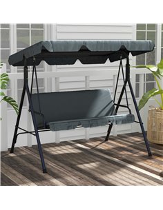 Outsunny 3-Seat Swing Chair Garden Swing Seat, Grey 84A-054V04GY 2