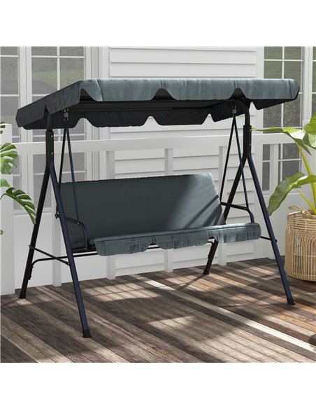 Outsunny 3-Seat Swing Chair Garden Swing Seat with Adjustable Canopy for Patio, Grey 84A-054V04GY - pic 51697 | FastDaddyshop