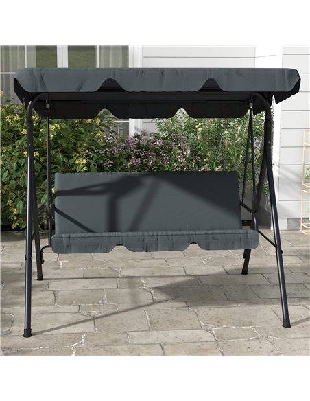 Outsunny 3-Seat Swing Chair Garden Swing Seat with Adjustable Canopy for Patio, Grey 84A-054V04GY - pic 51703 | FastDaddyshop
