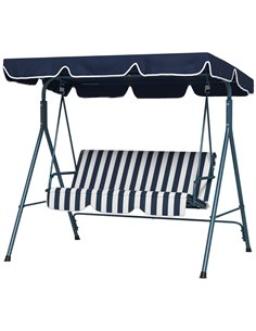 Outsunny 3-Seat Swing Chair Garden Swing Seat, Blue and White 84A-054V03BU