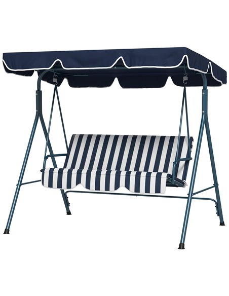 Outsunny 3-Seat Swing Chair Garden Swing Seat, Blue and White 84A-054V03BU - pic 51705 | FastDaddyshop