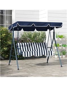 Outsunny 3-Seat Swing Chair Garden Swing Seat, Blue and White 84A-054V03BU 2