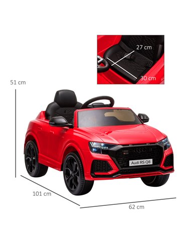 HOMCOM Compatible 6V Battery-powered Kids Electric Ride On Car Audi RS Q8 Toy with Parental Remote Control Music Lights USB MP3 