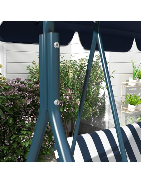 Outsunny 3-Seat Swing Chair Garden Swing Seat with Adjustable Canopy for Patio, Blue and White 84A-054V03BU - pic 51713 | FastDaddyshop