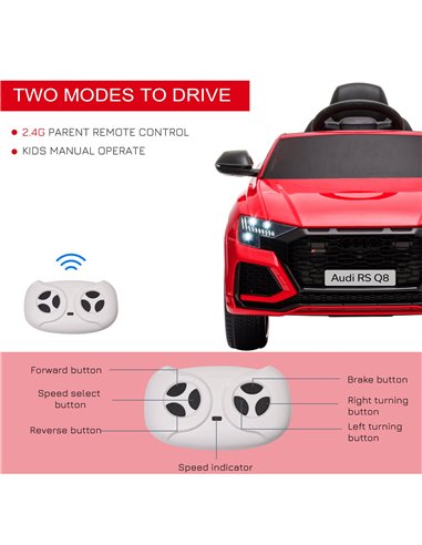 HOMCOM Compatible 6V Battery-powered Kids Electric Ride On Car Audi RS Q8 Toy with Parental Remote Control Music Lights USB MP3 
