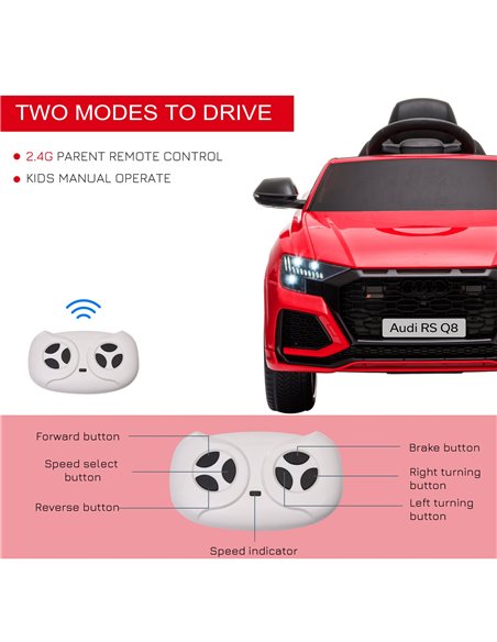 HOMCOM Compatible 6V Battery-powered Kids Electric Ride On Car Audi RS Q8 Toy with Parental Remote Control Music Lights USB MP3  - pic 5173 | FastDaddyshop