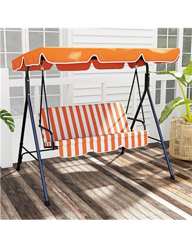 Outsunny 3-Seat Swing Chair Garden Swing Seat with Adjustable Canopy for Patio, Orange 84A-054V05OG