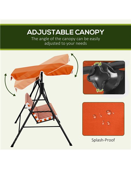 Outsunny 3-Seat Swing Chair Garden Swing Seat with Adjustable Canopy for Patio, Orange 84A-054V05OG - pic 51735 | FastDaddyshop