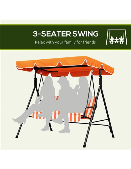 Outsunny 3-Seat Swing Chair Garden Swing Seat with Adjustable Canopy for Patio, Orange 84A-054V05OG - pic 51737 | FastDaddyshop