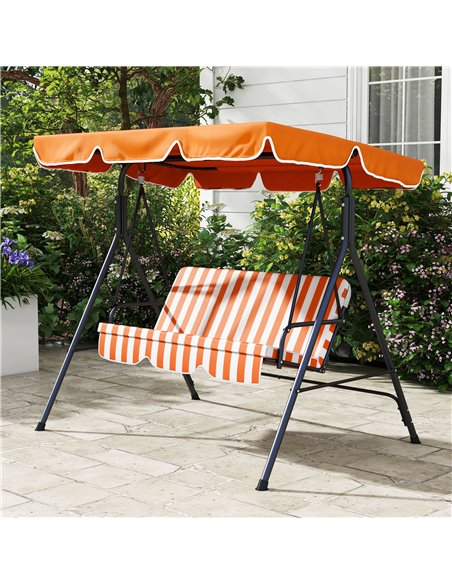 Outsunny 3-Seat Swing Chair Garden Swing Seat with Adjustable Canopy for Patio, Orange 84A-054V05OG - pic 51739 | FastDaddyshop